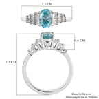 Kambodschanischer, blauer Zirkon und Diamant-Ring, 925 Silber platiniert ca. 1,38 ct