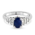 Masoala Saphir (Fissure gefüllt) und Diamant Ring 925 Silber platiniert (Größe 16.00) ca. 1,35 ct