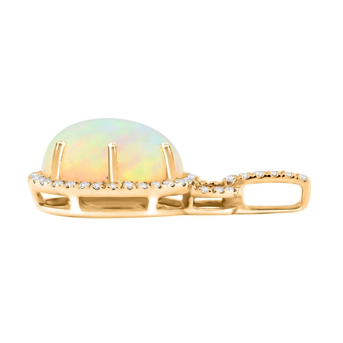 AAA Natürlicher, äthiopischer Welo Opal, Weißer Diamant Anhänger 417 Gold ca. 3,60 ct.