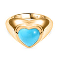 AA Amerikanischer natürlicher Sleeping Beauty Türkis Ring, 925 Silber 750 Gelbgold Vermeil (Größe 17.00) ca. 2.93 ct