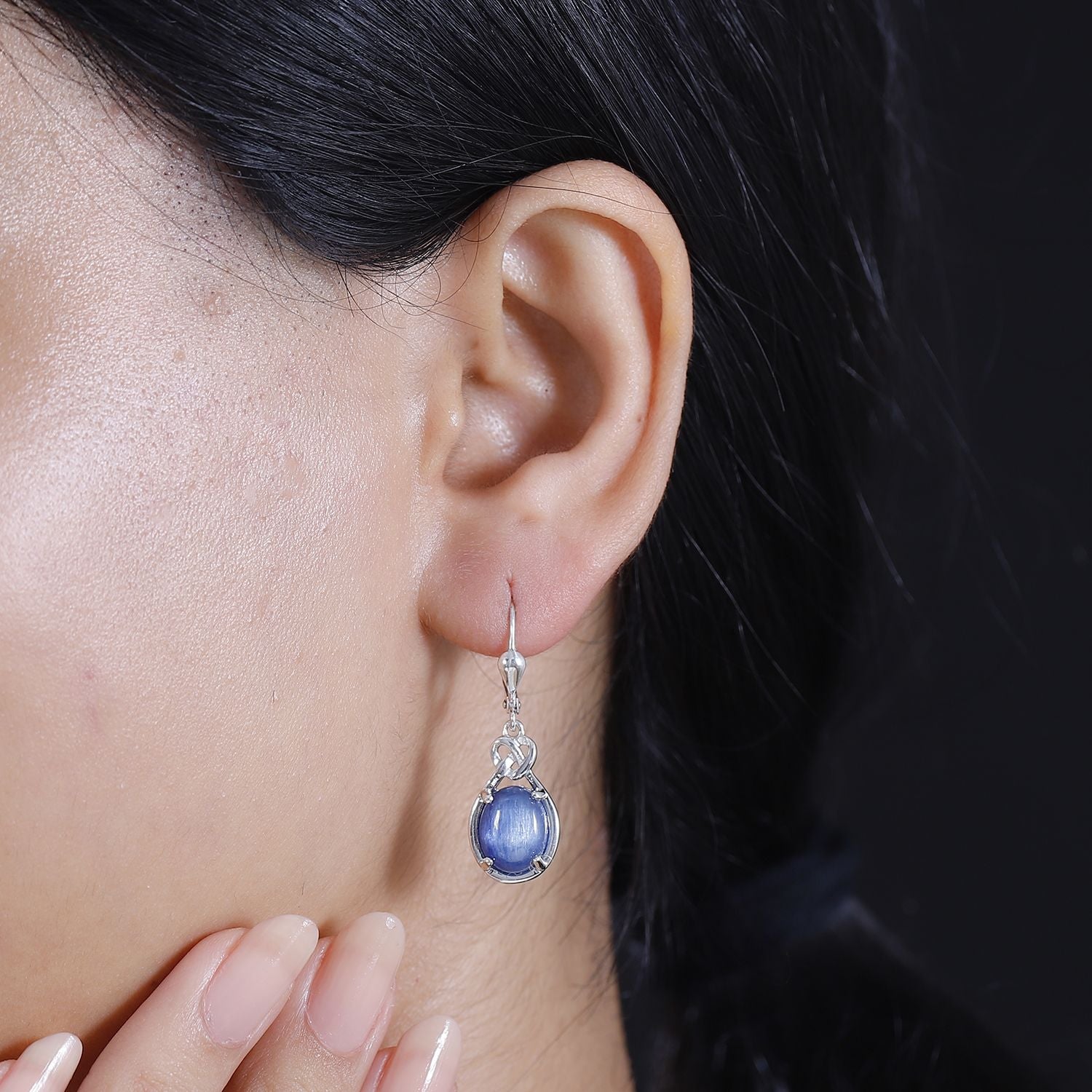 Kyanit Ohrringe 925 Silber platiniert ca. 7,21 ct.