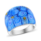 Murano-Stil Glas Ring Reiner Edelstahl (Größe 16.00)