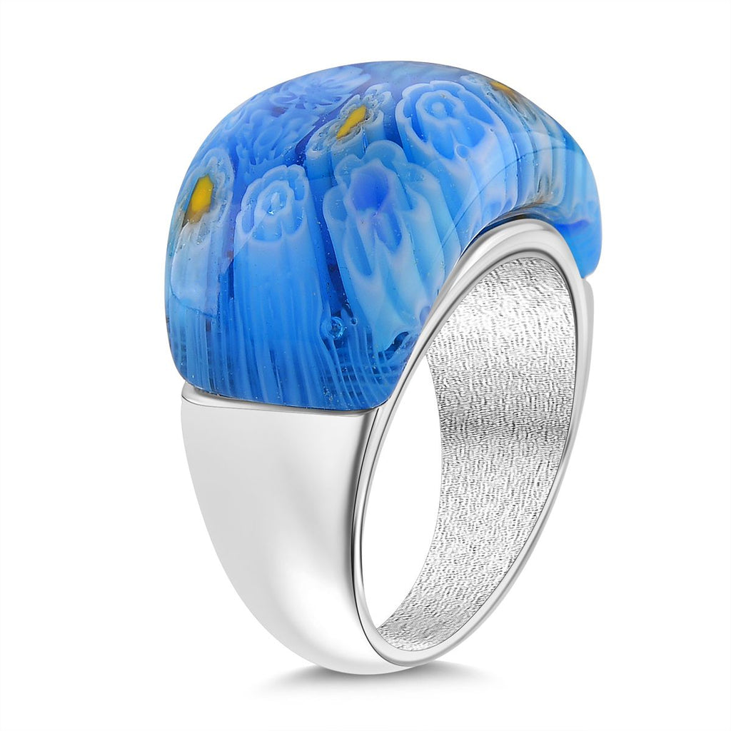 Murano-Stil Glas Ring Reiner Edelstahl (Größe 16.00)