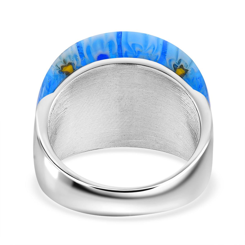 Murano-Stil Glas Ring Reiner Edelstahl (Größe 16.00)