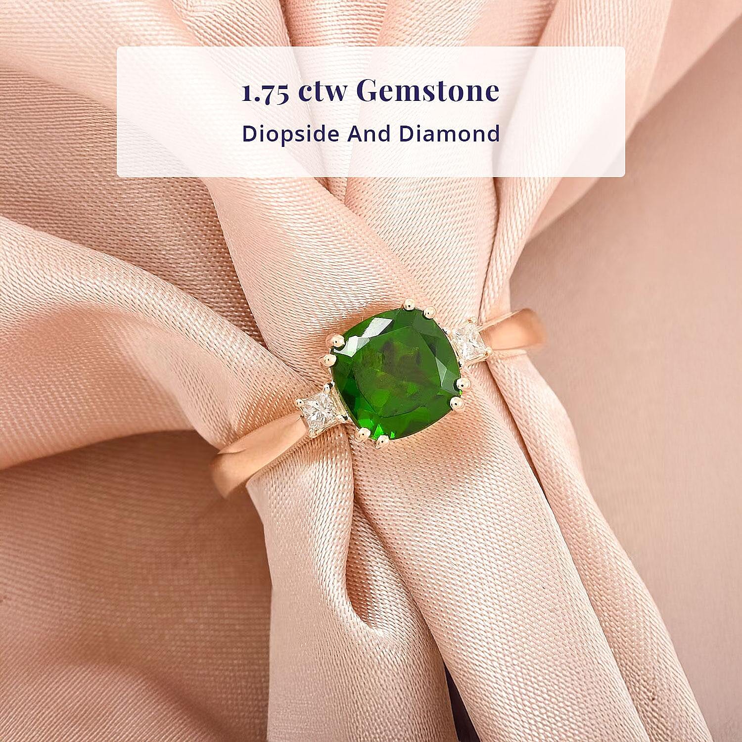 LUXORO AAA Natürlicher Chromdiopsid, Weißer Diamant Ring 417 Gold ca. 1,75 ct