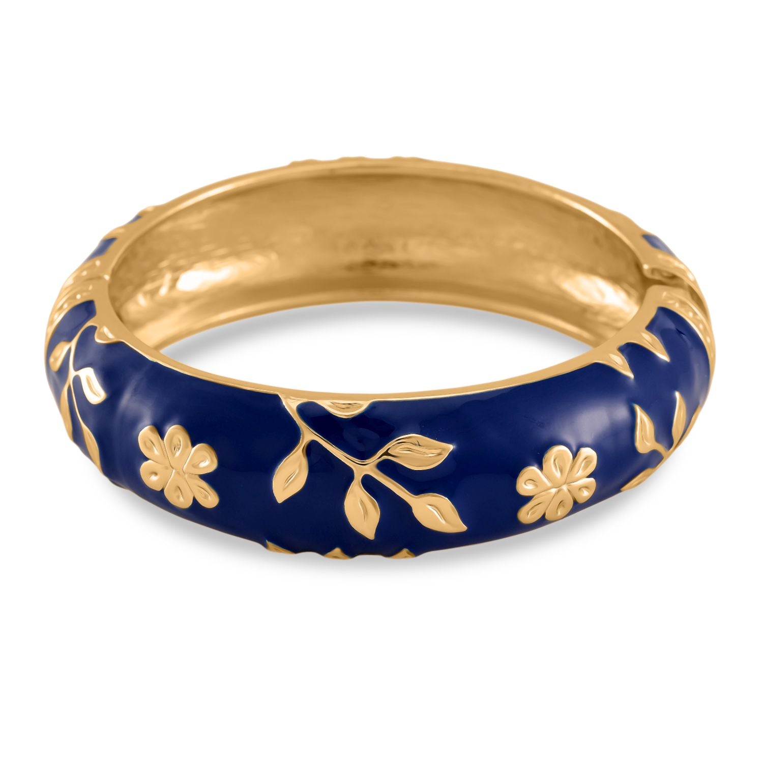 Armreif mit Emaille-Blütendekor, ca. 19 cm ca. 60,00g, blau