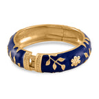 Armreif mit Emaille-Blütendekor, ca. 19 cm ca. 60,00g, blau