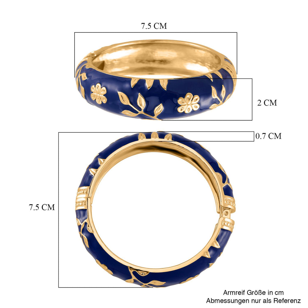 Armreif mit Emaille-Blütendekor, ca. 19 cm ca. 60,00g, blau