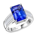 Rhapsody AAAA Tansanit, Weißer Diamant Ring 950 Platin (Größe 17.00) ca. 5,30 ct