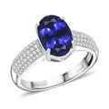 Rhapsody AAAA Tansanit, Weißer Diamant VS-EF Ring, AGI zertifiziert und geprüft, 950 Platin (Größe 17.00) ca. 4.85 ct