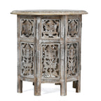 NAKKASHI Mango Holz Couchtisch mit Metallverzierung, 53 x 53 x 53 cm, Weiß