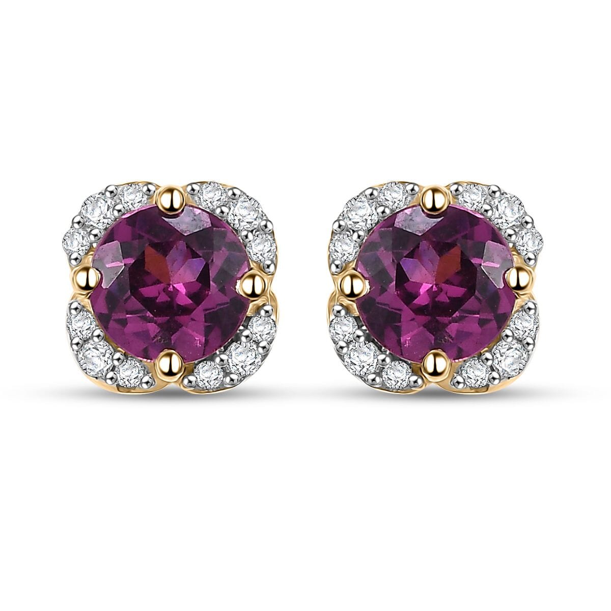 AAA Radiant Ember Granat, Weißer Diamant Ohrringe 417 Gold ca. 1,27 ct.