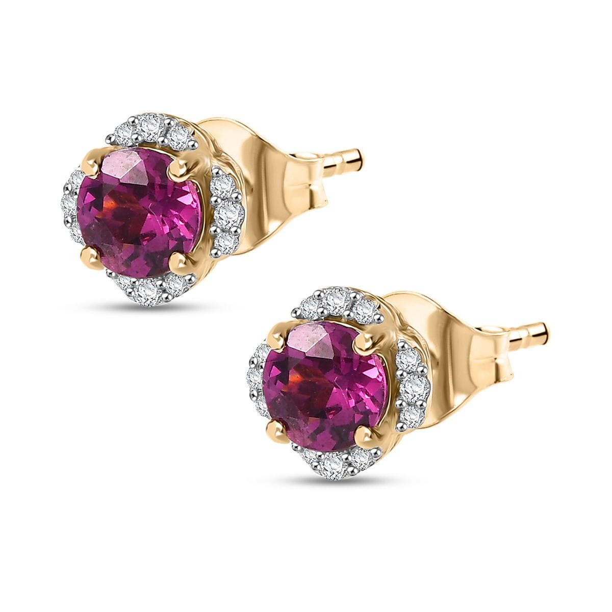 AAA Radiant Ember Granat, Weißer Diamant Ohrringe 417 Gold ca. 1,27 ct.