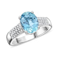 AAAA Santamaria Aquamarin, Weißer Diamant Ring 417 Gold (Größe 20.00) ca. 1,75 ct