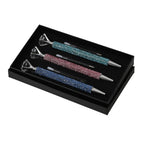 3er-Set Kugelschreiber mit Strassbesatz und Diamantspitze, inkl. 3 blauer Ersatzminen, 15cm,, Mehrfarbig