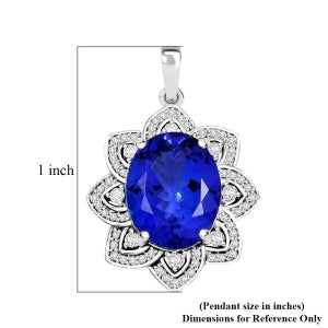 AAAA Tansanit, Weißer Diamant Anhänger 950 Platin ca. 6,15 ct.