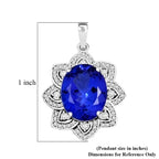 AAAA Tansanit, Weißer Diamant Anhänger 950 Platin ca. 6,15 ct.