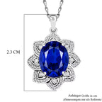AAAA Tansanit, Weißer Diamant Anhänger 950 Platin ca. 6,15 ct.