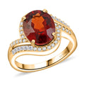 AAA Honig Granat, Weißer Diamant Ring 417 Gold (Größe 20.00) ca. 5,25 ct
