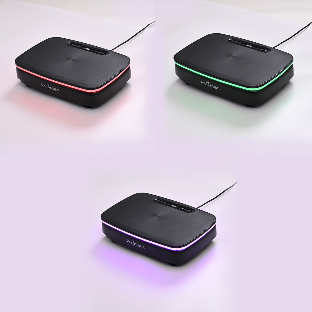 Soulsmart Vibrationsplatte mit RGB-Beleuchtung, Bluetooth-Lautsprecher und 150W-Motor, Schwarz