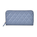 Brieftasche aus echtem Leder mit RFID-Schutz in Stepp-Optik, 19x2,5x9,5cm, Blau