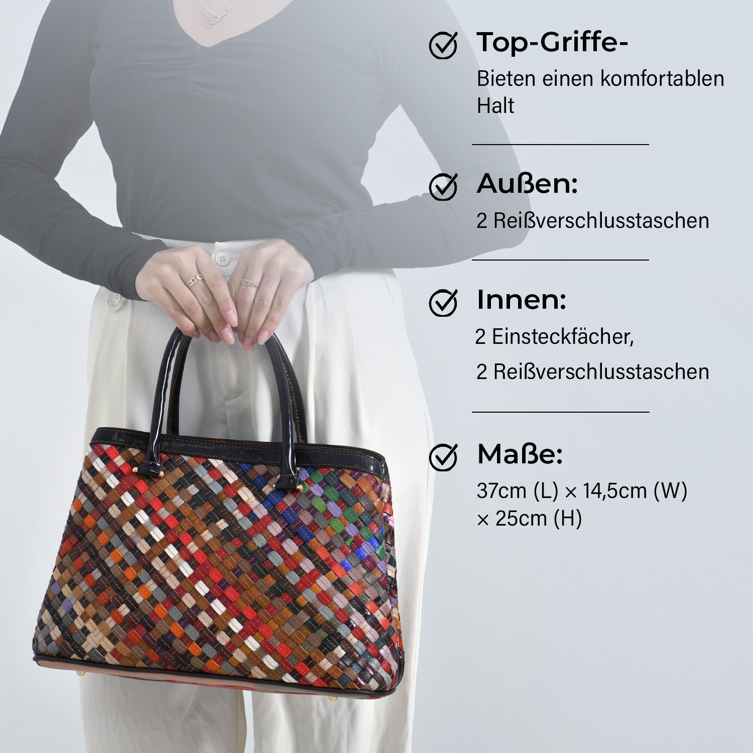 Chaos by Elsie Genuine Leather Crossbody Bag with RFID with Mini flash torch 1.Color:Multicolor Embossed crocdile shining rhomboid pattern with flower Size: 37*14.5*25CM    Handle drop:?cm             Wall: Genuine Leather Lining: Polyester