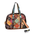 Chaos by Elsie Crossbody Tasche, echtes Leder, RFID-Schutz, multicolor Kroko-Prägung mit Blumenmuster, inkl. Mini-Taschenlampe, 32×14,5×24 cm