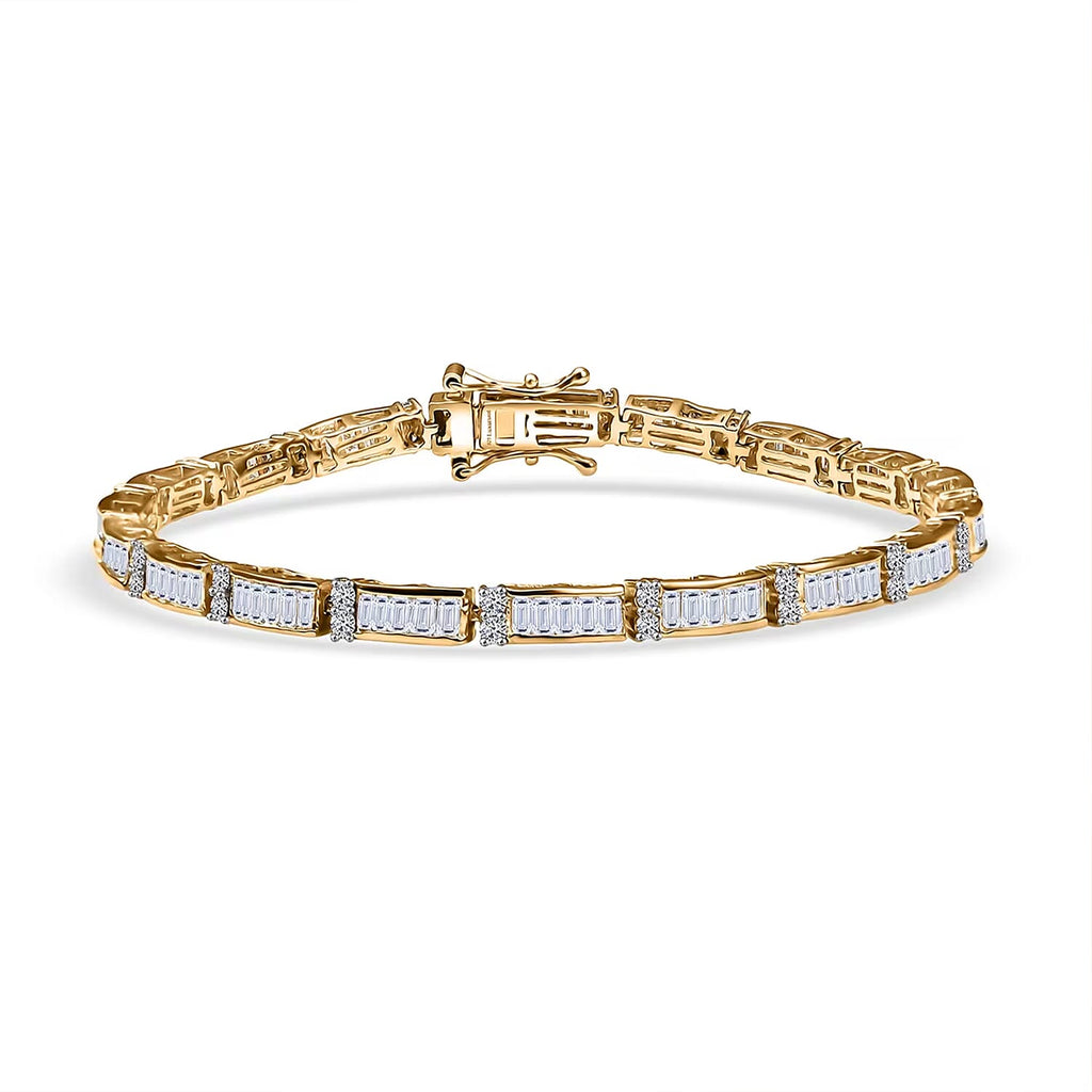 LUXURIANT DIAMOND - Lab Grown Diamant SI-GH Armband ca. 18.5 cm 925 Silber 750 Gelbgold Vermeil (10-15 Werktage Lieferzeit) ca. 4.00 ct