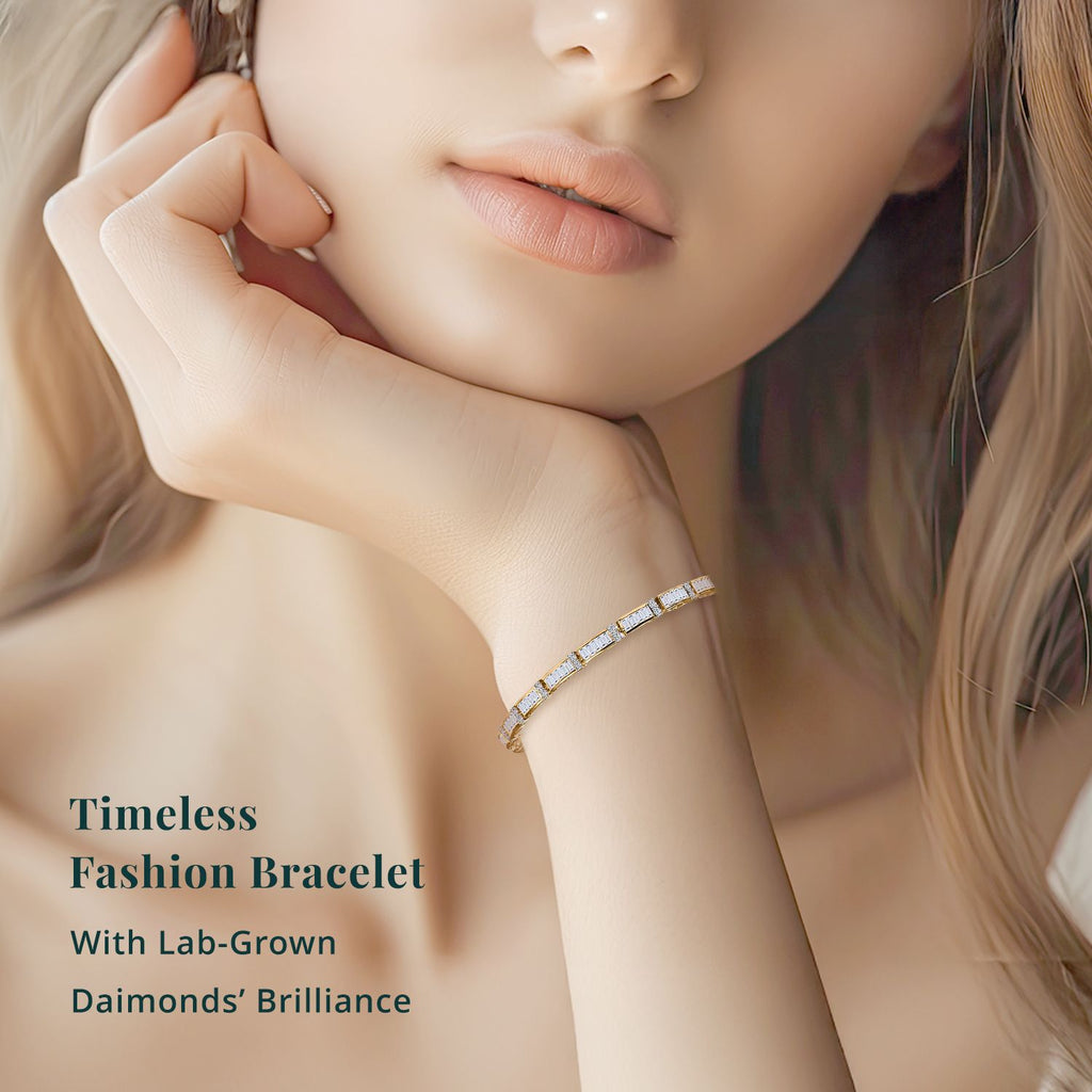 LUXURIANT DIAMOND - Lab Grown Diamant SI-GH Armband ca. 18.5 cm 925 Silber 750 Gelbgold Vermeil (10-15 Werktage Lieferzeit) ca. 4.00 ct