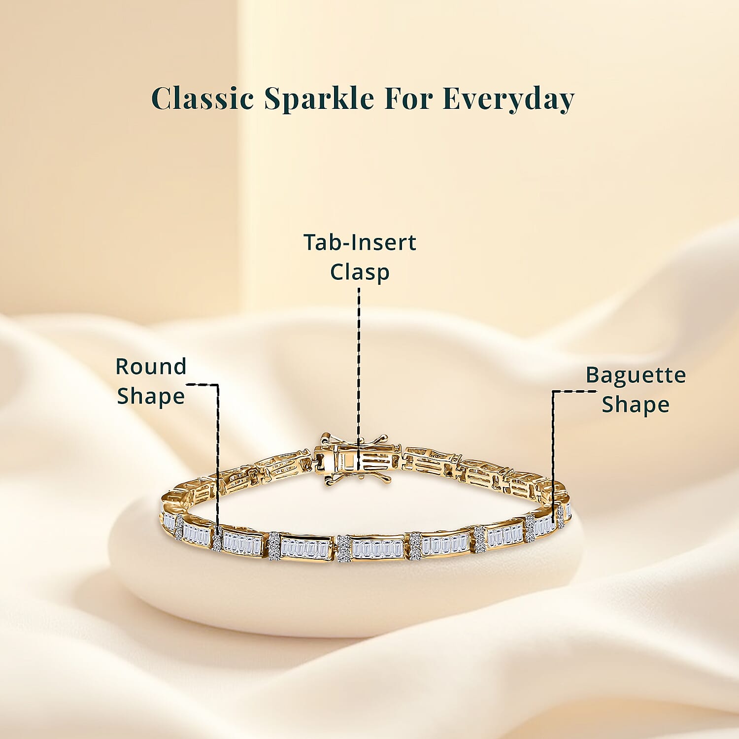 LUXURIANT DIAMOND - Lab Grown Diamant SI-GH Armband ca. 18.5 cm 925 Silber 750 Gelbgold Vermeil (10-15 Werktage Lieferzeit) ca. 4.00 ct
