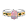 AA Natürlicher, äthiopischer Welo Opal, Natürlicher Chromdiopsid Ring 925 Silber rhodiniert (Größe 16.00) ca. 1,69 ct