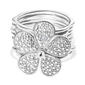 Weißer Diamant Konvertierbarer Blumen-Ring, umwandelbar zum Armband, Nickelfreies Messing, 17 cm