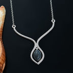 Blauer Diamant Halskette ca. 45 cm Edelstahl