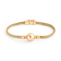AAA Goldene Südsee Perle (11-12 mm), Lab Grown Diamant Armband ca. 19 cm 925 Silber