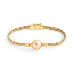 AAA Goldene Südsee Perle (11-12 mm), Lab Grown Diamant Armband ca. 19 cm 925 Silber