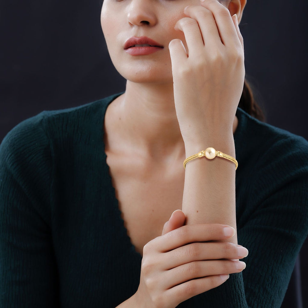 AAA Goldene Südsee Perle (11-12 mm), Lab Grown Diamant Armband ca. 19 cm 925 Silber