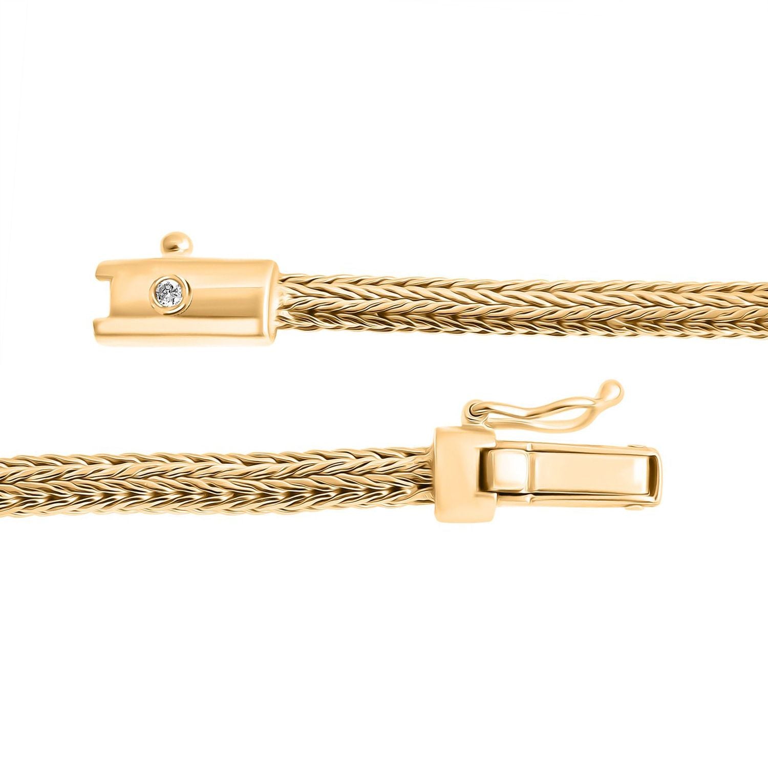 AAA Goldene Südsee Perle (11-12 mm), Lab Grown Diamant Armband ca. 19 cm 925 Silber