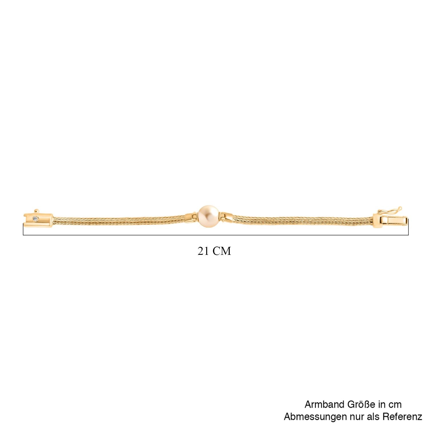 AAA Goldene Südsee Perle (11-12 mm), Lab Grown Diamant Armband ca. 19 cm 925 Silber