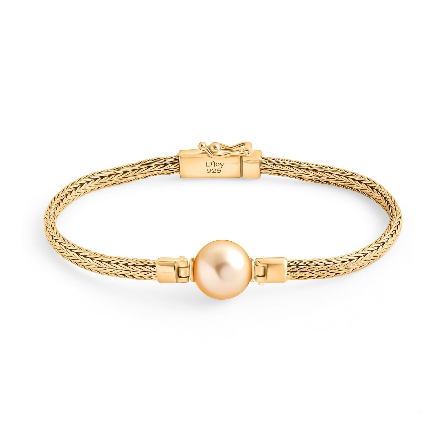 AAA Goldene Südsee Perle (11-12 mm), Lab Grown Diamant Armband ca. 19 cm 925 Silber