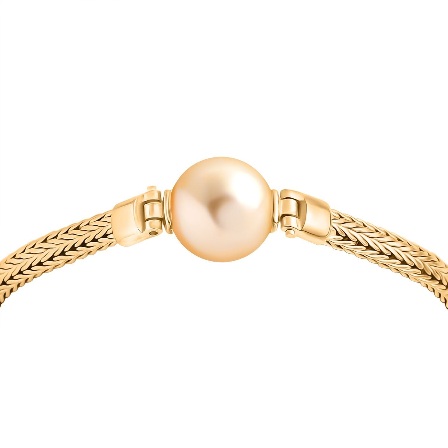 AAA Goldene Südsee Perle (11-12 mm), Lab Grown Diamant Armband ca. 19 cm 925 Silber