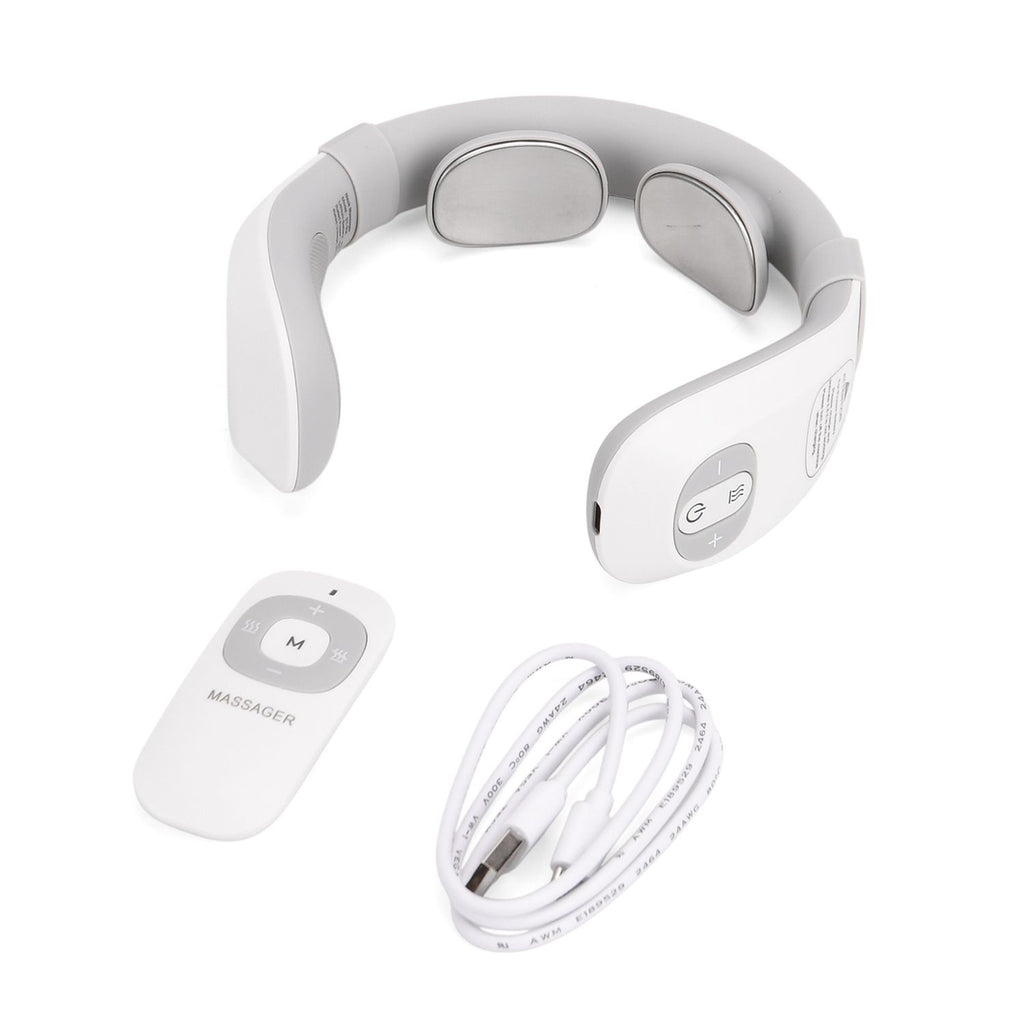 EMS Nackenmassagegerät 6 Modi 15 Intensitäten Wärmfunktion 1200 mAh Akku 17,5 x 16 x 5,5 cm Weiß