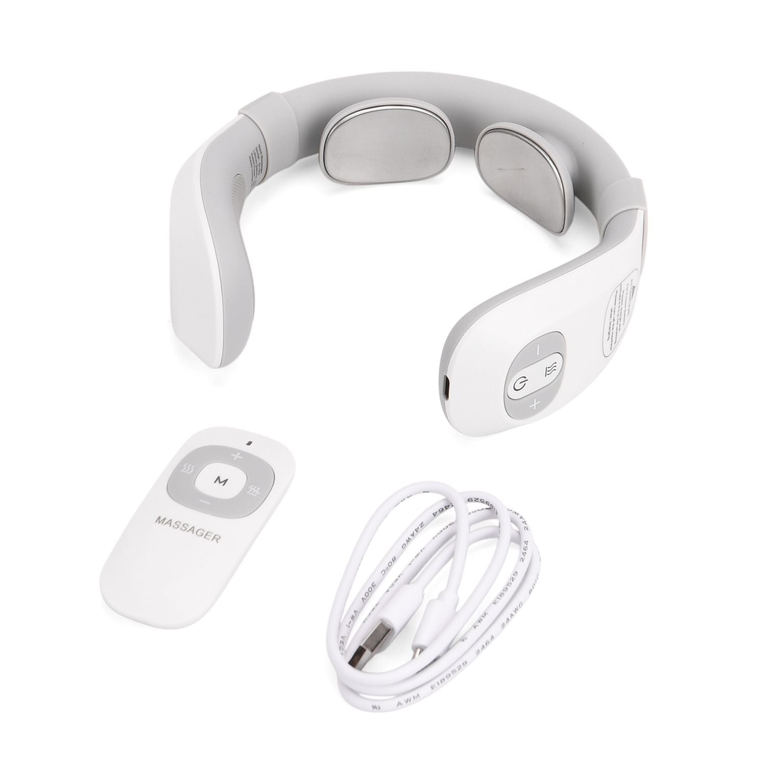 EMS Nackenmassagegerät 6 Modi 15 Intensitäten Wärmfunktion 1200 mAh Akku 17,5 x 16 x 5,5 cm Weiß