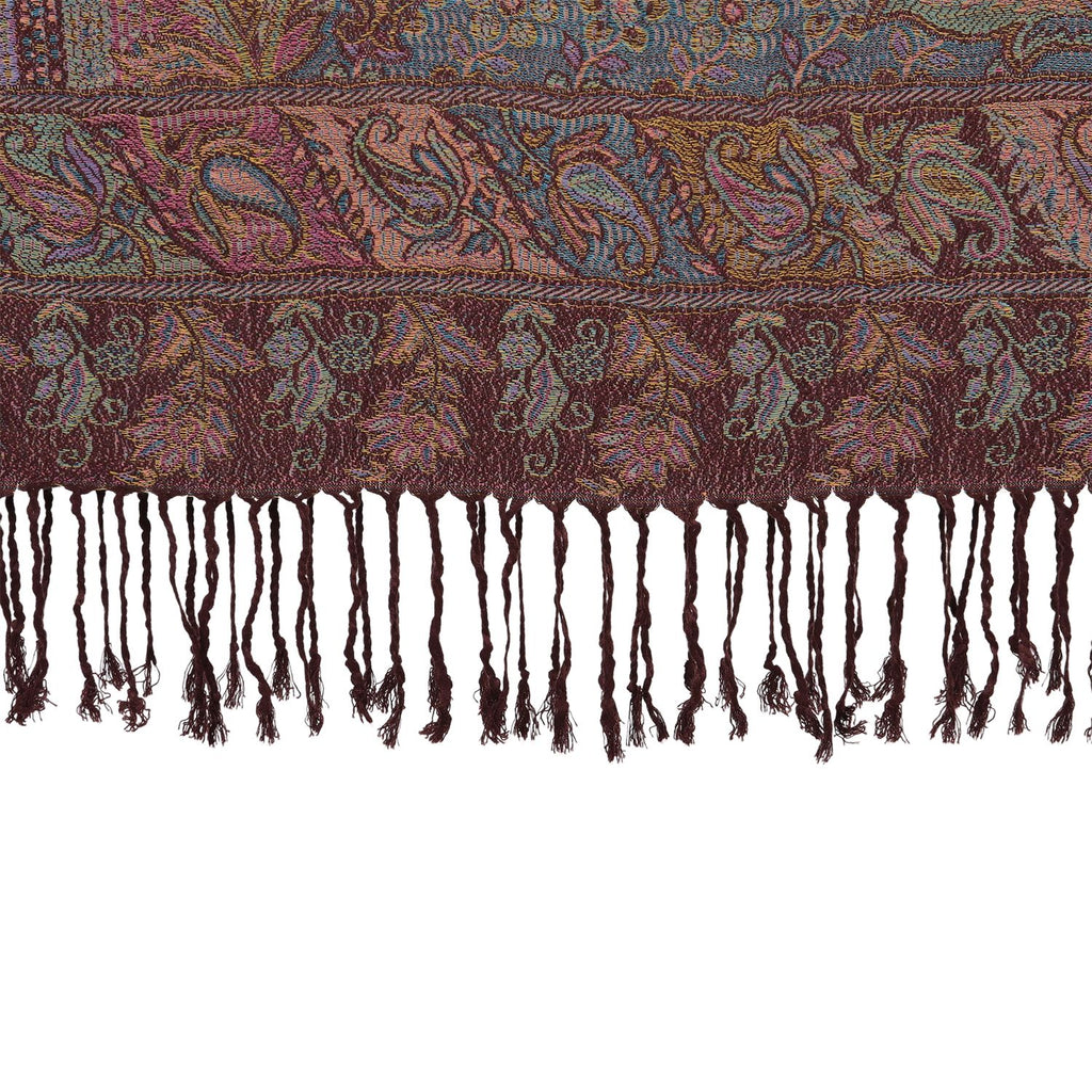 Schal mit feinem Paisley-Muster und Fransen, Einheitsgröße, Türkis