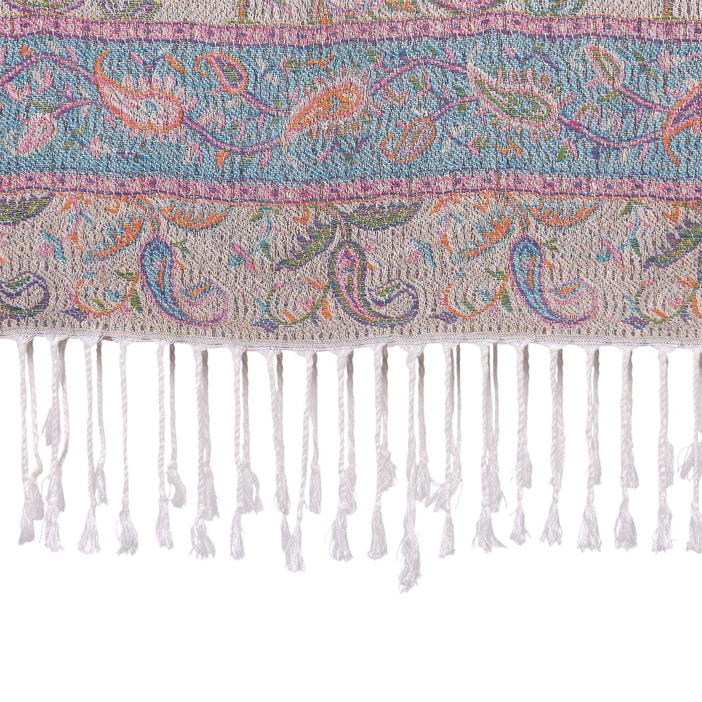 Schal mit Paisley-Muster und Fransen, 70x180cm, Beige
