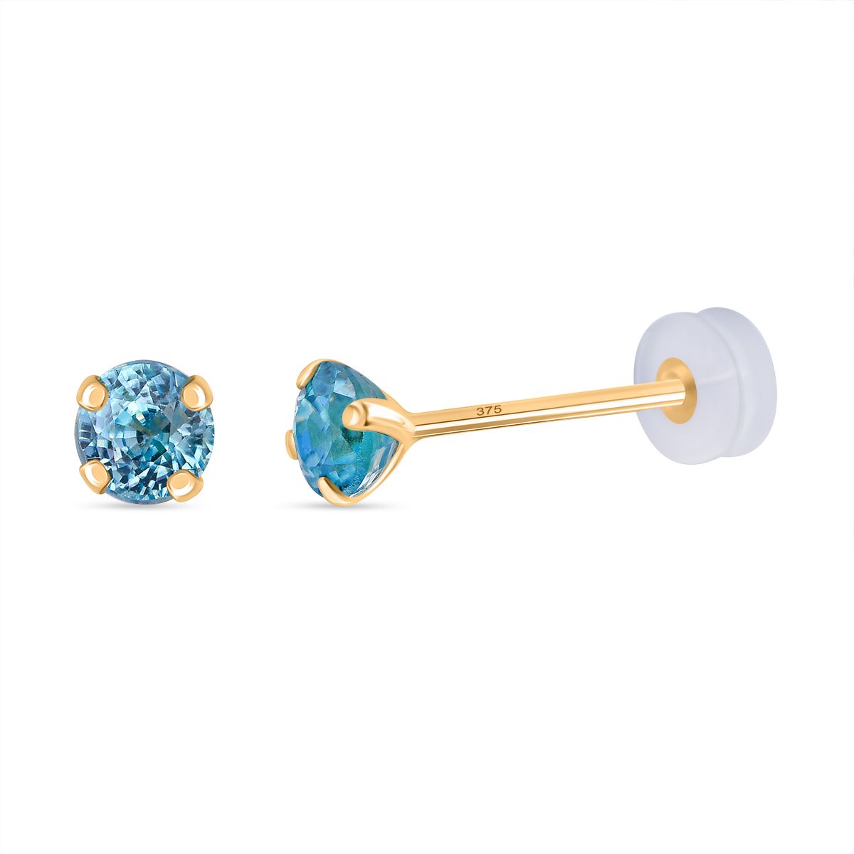 AAA Blauer Zirkon Ohrringe 375 Gold ca. 1,58 ct.