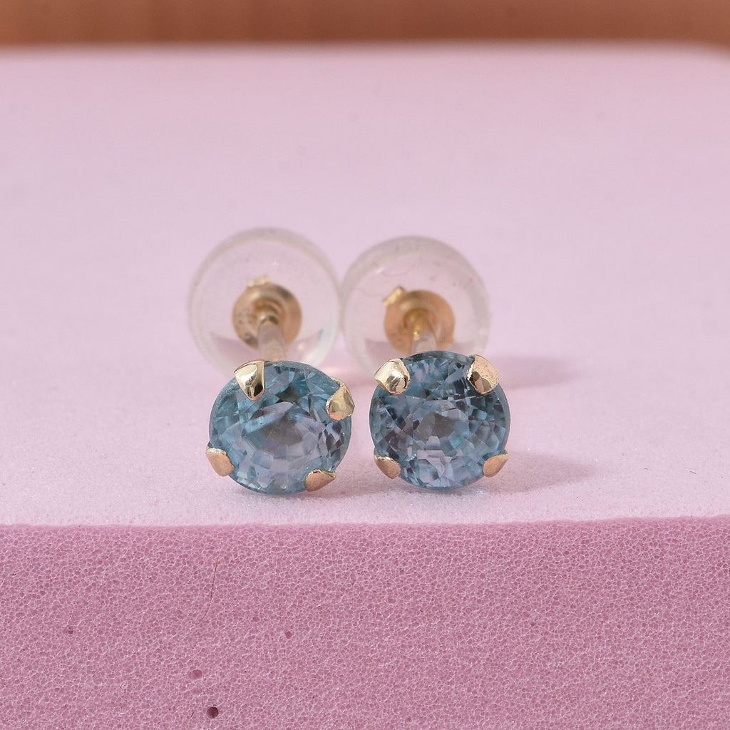AAA Blauer Zirkon Ohrringe 375 Gold ca. 1,58 ct.