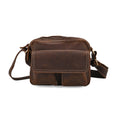 Echtleder Crossbody Tasche mit Überschlag und Mehrfachfächern, 25x8x18cm, Dunkelbraun