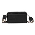 Crossbody-Tasche mit RFID-Schutz und Muster-Schulterriemen, 19x6x11cm, Schwarz