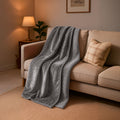 Doppellagige wasserdichte Decke aus Flanell und Sherpa, 150x200 cm, Grau