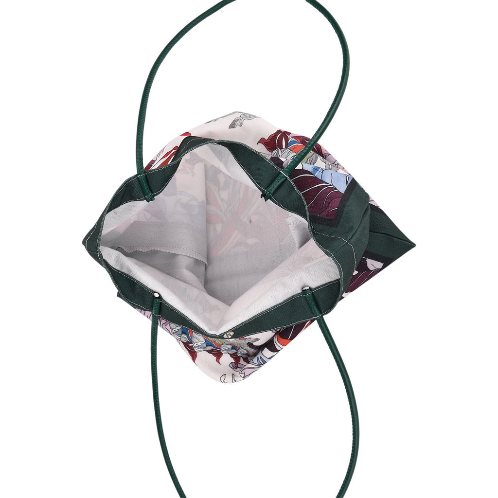 2er-Set Einkaufstaschen mit floralem Motiv, 34x40 cm, Dunkelgrün